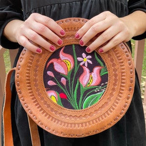 Large Round Leather Crossbody Bag