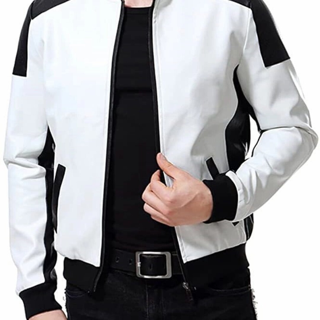 Men's White Leather Jacket Men's Biker Jacket Etsy