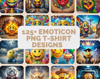 125+ Emoticon t-shirt designs, artistic t-shirt designs, colorful PNG t-shirts, modern t-shirts for men, women, children, digital download