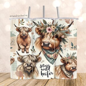 Sassy Highland Cow Tumbler Wrap, Highland Cow Png, 20oz Skinny Tumbler Png, Sublimation Highland Cow, Sassy Tumbler PNG, Instant Download