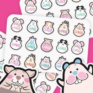 Custom Animal Waterproof Name Stickers: Kids&#39; Water Bottles, Lunchboxes - Set of 15