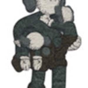 Inspired KAWS, robot holding children patch - Iron On