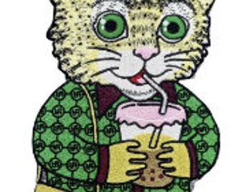 Bubble Tea Cat - naszywka do prasowania
