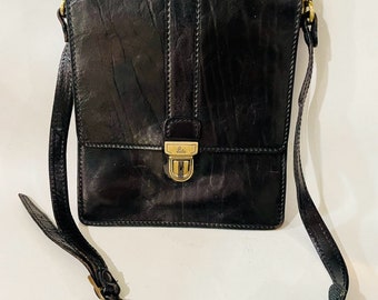 Black Lada Italian Leather Crossbody Satchel