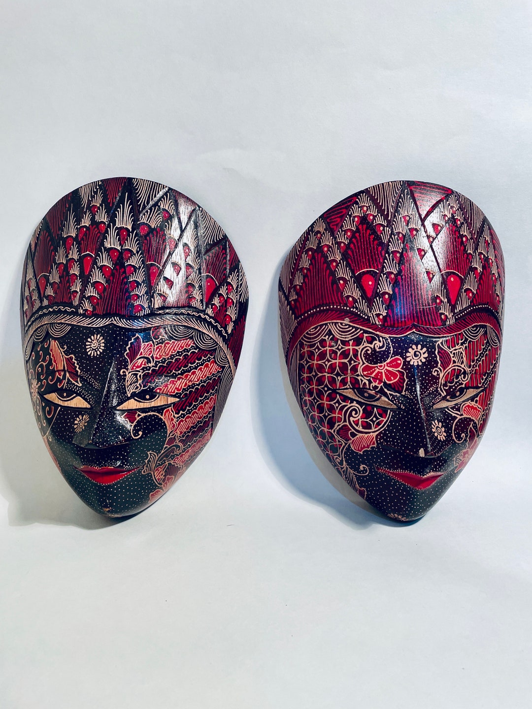 Hand Painted Jamaican Masks Pair - Etsy
