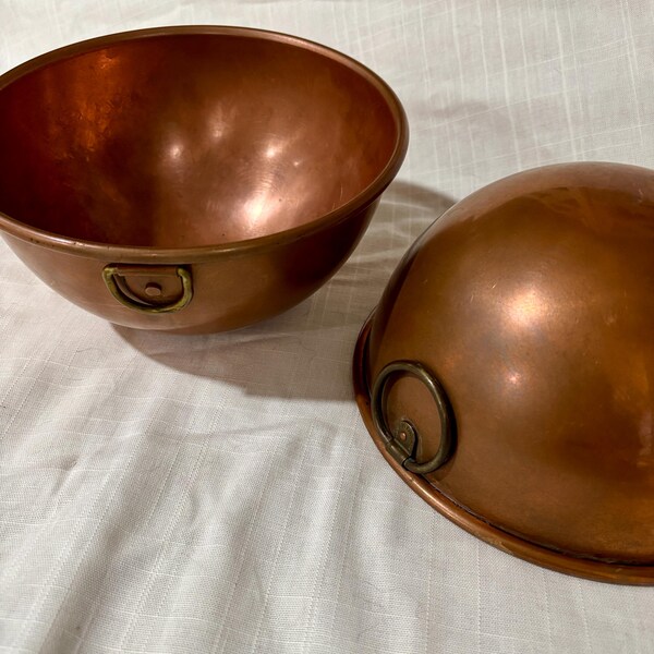 English Antique Copper Bowl Pair