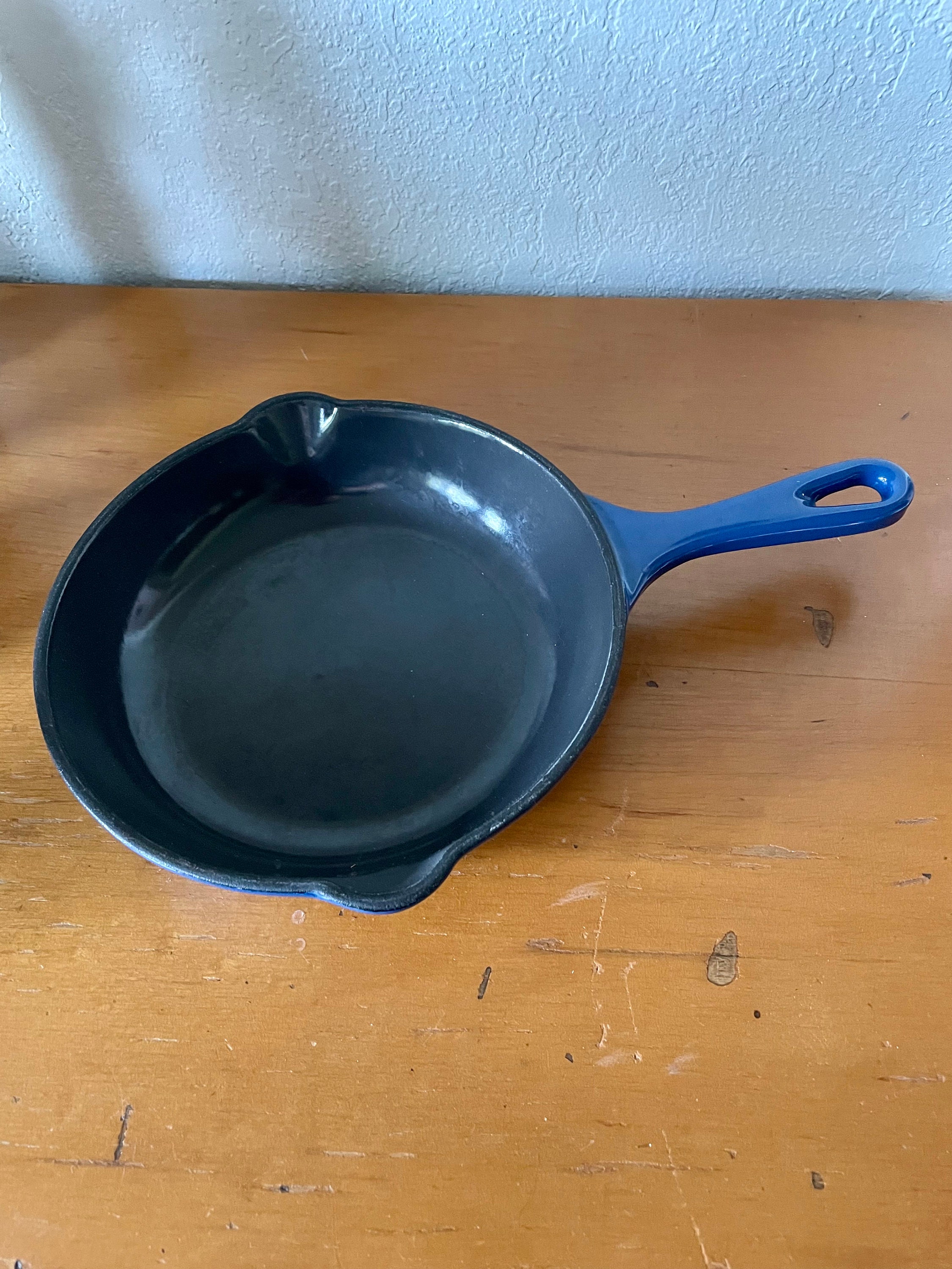 Vintage Le Creuset Cast Iron Skillet Frying Pan #20 Blue Made in France
