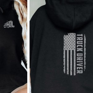 Truck Driver Flag Hoodie, Trucker Hooded Sweatshirt, Trucker Gift, Trucking Shirt, Truck Driving Shirt, Truck Driver Gift
