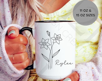 Custom Birth Month Flower Mug, Birth Flower Gift, Birth Flower Month Mug, Birthday Gift, Mother’s Day Gift