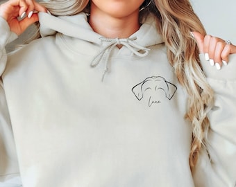 Personalize Dog Hood Sweatshirt, Dog Mom Sweatshirt, Dog Lover Sweatshirt, Custom Sweatshirt, Custom Dog Ear Cursive, Custom Dog Shirt