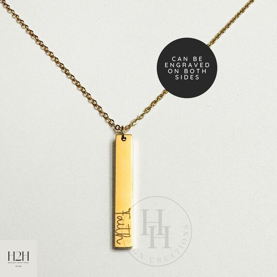 Vertical Bar Necklace Flat Vertical Bar Necklace Custom Bar Necklace Personalized Bar Necklace Custom Gift Personalized Gift Etsy