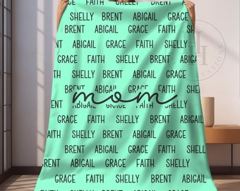Custom Mom Blanket, Mom Blanket, Kid Name Blanket, Personalized Grandma Blanket, Family Tree Blanket, Mother's Day Gift, Gift for Mom