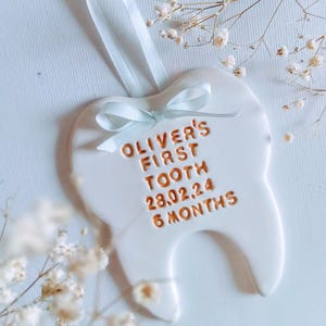 Handmade souvenir from clay keepsake first tooth baby gift baby's first tooth dentist
