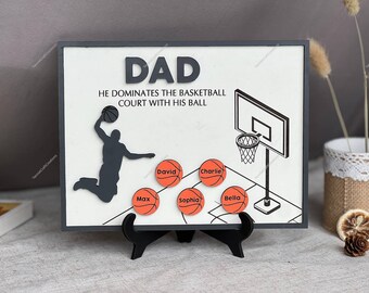 Papà domina il campo da basket Regalo personalizzato per papà di basket, Regalo di basket personalizzato, Festa del papà, Regalo di compleanno per papà, Stampa sportiva per famiglia