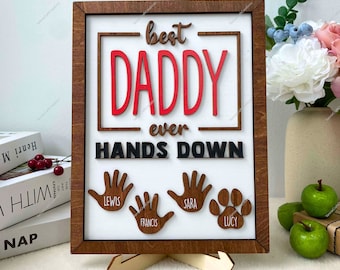 Gepersonaliseerde beste papa ooit zonder twijfel teken, aangepaste vader gelaagde frame, papa houten bord, Vaderdagcadeau, cadeau voor vader, papa, opa