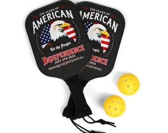 Patriotic Pickleball Set: American Flag Paddles, Red White Blue, Sports Gift