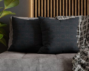 Dunkler Geometrischer Mosaik Kissenbezug | Quadratischer Kissenbezug aus gesponnenem Polyester