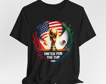 Camiseta con diseño del trofeo de la Copa del Mundo Unidos por la Copa / Estados Unidos Canadá México 2026