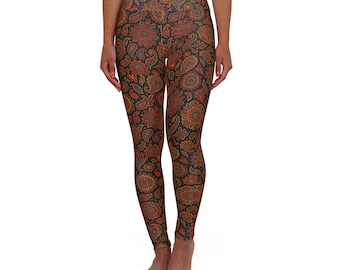 Boho Floral Pattern High Waisted Yoga Leggings | Bohemian Leggings