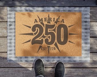 America 250 Doormat: Vintage Patriotic Coir Welcome Mat