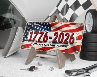 Placa de licença com bandeira patriótica americana: etiqueta personalizada para carro