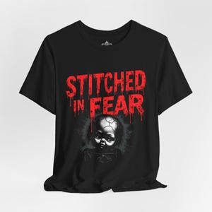 Stitched in Fear, Creepy Doll Horror T-Shirt