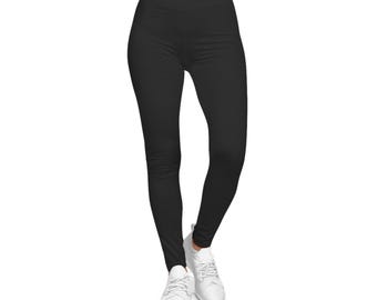 Effen zwarte legging, legging met all-over print