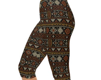 Leggings capri con estampado azteca del suroeste / Estampado geométrico tribal