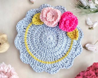 Crochet Rose Coaster Pattern