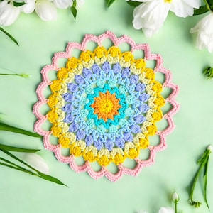 Crochet Mandala Coaster Pattern – Floral Mandala PDF for Wall Art & Table Decor
