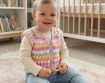 Crochet Baby Vest Pattern – Granny Stitch Sweater - 1 to 4 Years