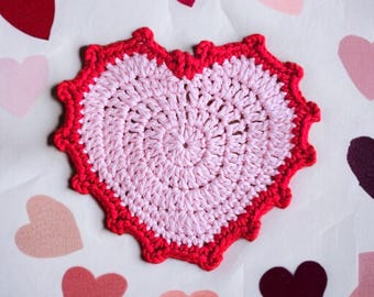 Heart Coaster Crochet Pattern - Valentine Day Easy Gift