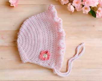 Crochet Baby Bonnet Hat Pattern,6-9 Months
