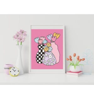 Floral Vase Cross Stitch Pattern