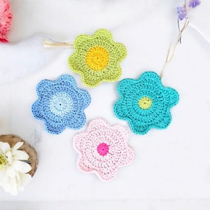 Crochet Flower Coaster Pattern, Digital Download