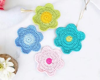 Crochet Flower Coaster Pattern, Digital Download