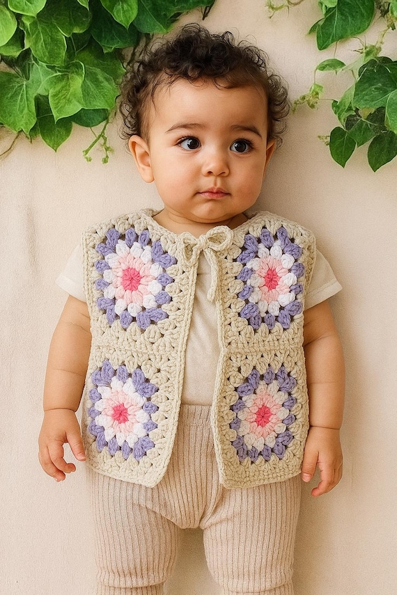 Baby Weste Häkelanleitung - Granny Square Jäckchen für 1 Jahr (Deutsche Anleitung)