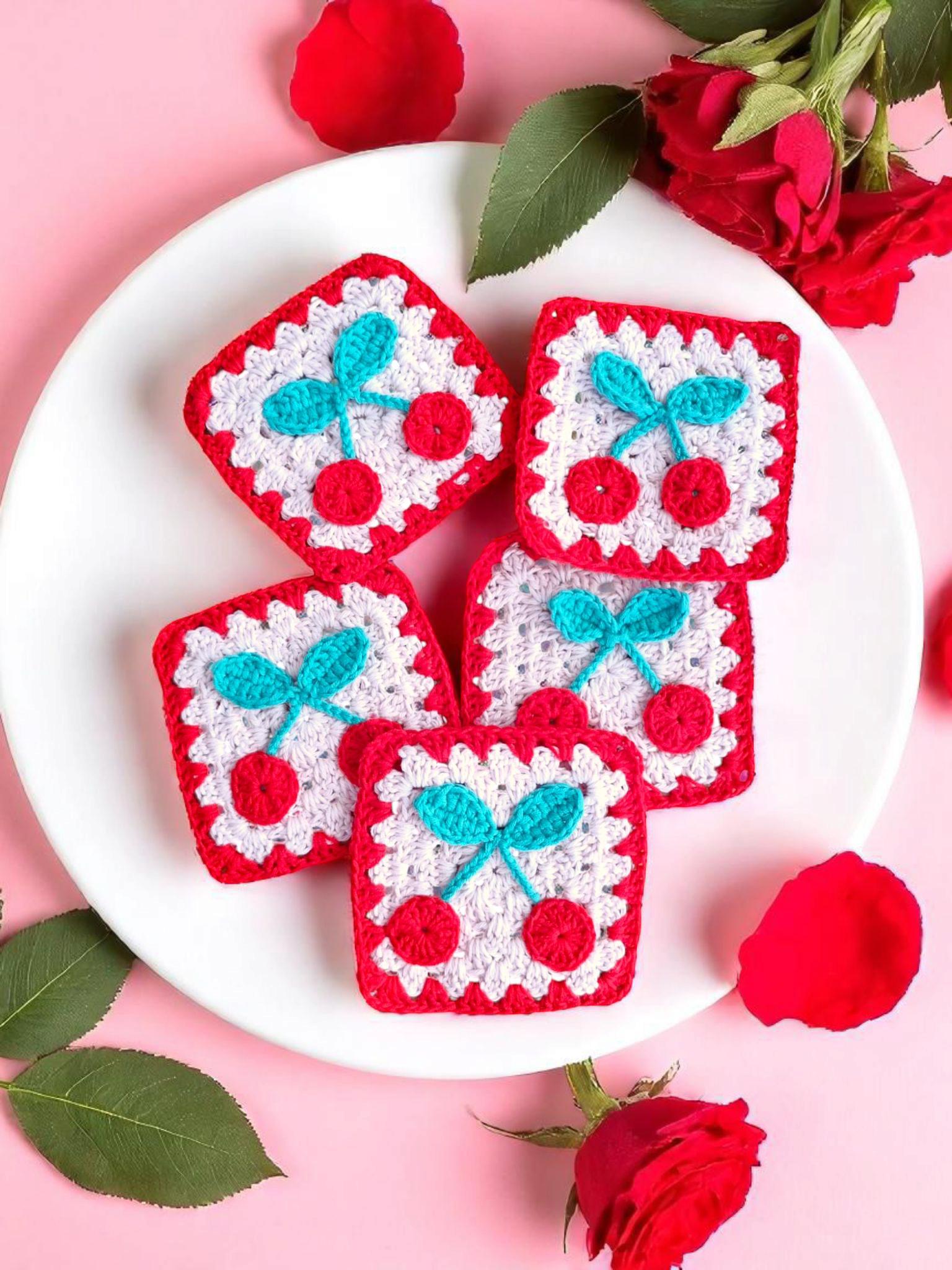 Cherry Granny Square Crochet Pattern - Etsy