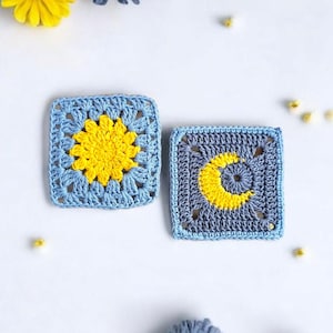 Moon & Sun Granny Square Crochet Pattern – PDF Instant Download