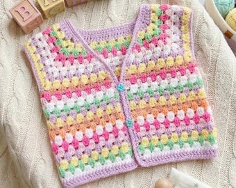 Gehäkelte Babyweste Muster - Grandma Stitch Sweater - 1 bis 4 Jahre