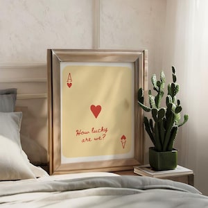 Ace of Hearts Vintage Card Print: Trendy Wall Art (Digital Download