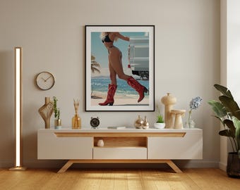 Coastal Cowgirl Boots Print: Western Fashion Digital Art (Instant Download, JPG Files)