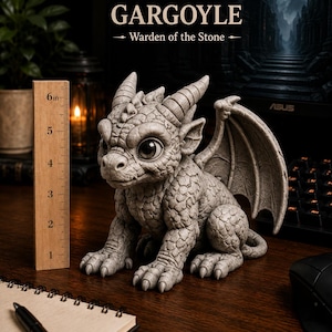 Gargoyle Desk Guardian | Fantasy Gargoyle Figurine | DnD Gift | Desk & Bookshelf Decor