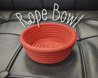 3D Printed Rope Bowl | Modern Minimalist Desk Catchall | Key, Trinket & Jewelry Holder