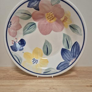 Vintage large Johnson bros England bowl | serving salad bowl | handpainted flowers
