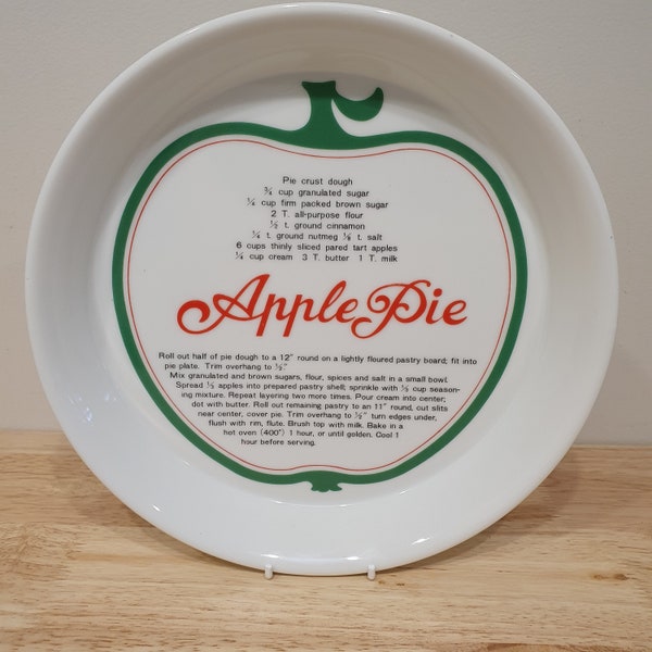 Vintage Apple Pie recipe dish | Round tart flan pie dish | collectible kitchenware