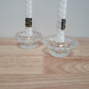 Vintage Luminarc France Ingrid style glass candlestick holders