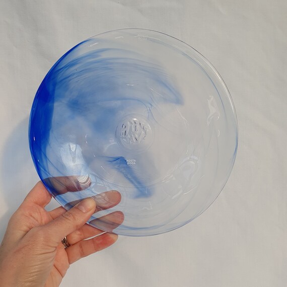 Kosta Boda Mine Large Blue Plate - 11" Handmade Swedish Art Plate By Ulrica Hydman-Vallien