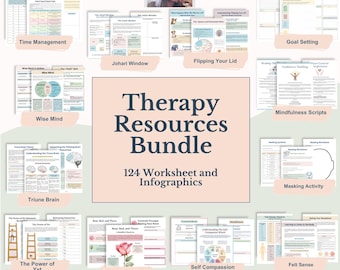 Therapy Resource Bundle for Mental Health | Therapy Worksheets Coping Skills & Counseling Tools