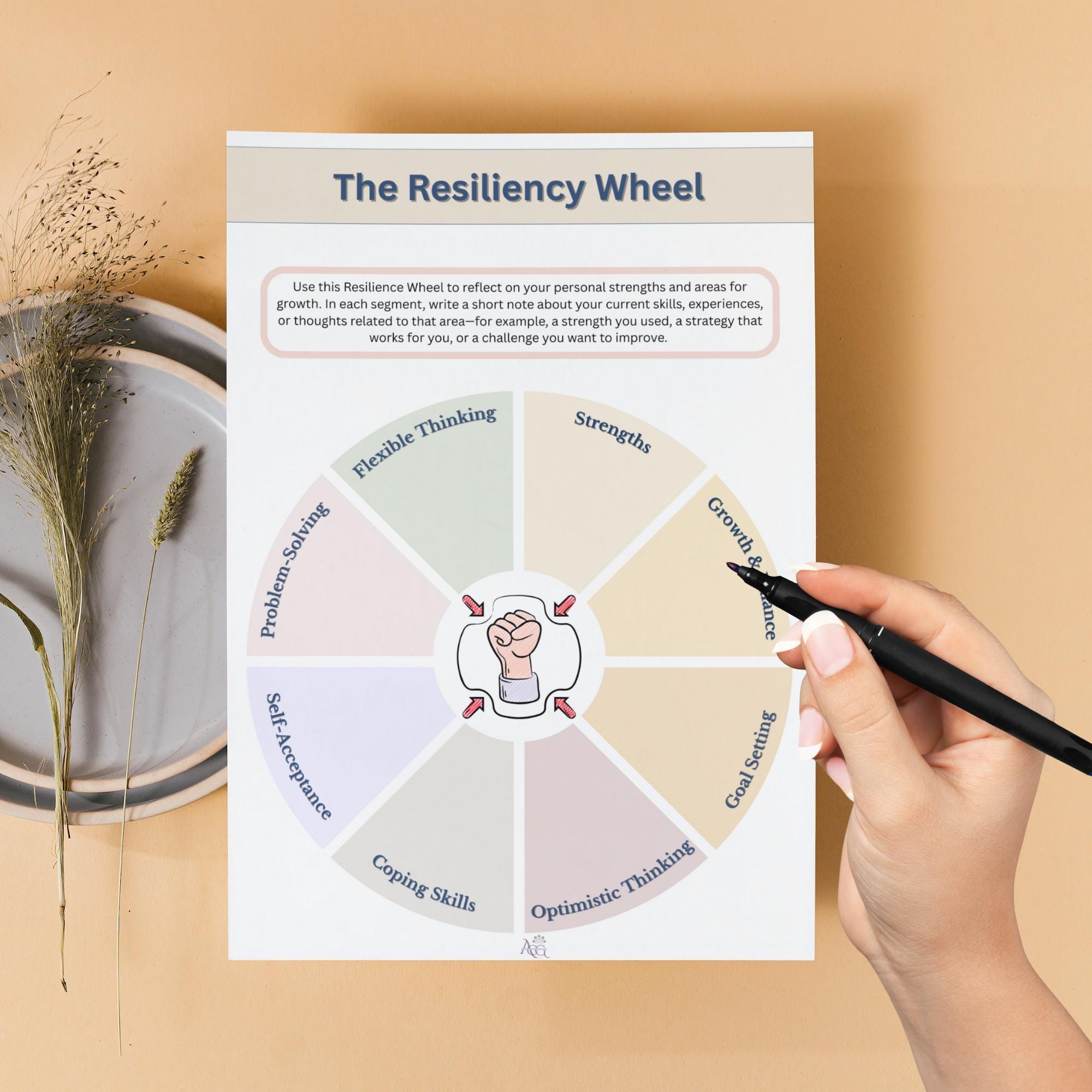 Resilience Wheel Worksheet: Self-reflection Therapy Tool (PDF Download ...